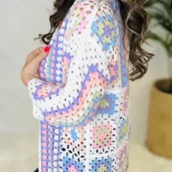 POL PASTEL COLOR CROCHET KIMINO SIZE OS BRAND NEW - Picture 6 of 11